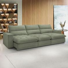 Sofá 4 Lugares Martinho Retrátil Boucle Verde - Celflex, Verde, Modern