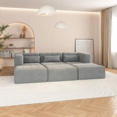 Sofá Modular 3 Lugares e 3 puff EasyBox CabeCasa MadeiraOriginals - Ca