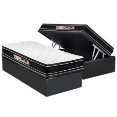 Cama Box Baú Solteiro: Colchão Espuma D33 Castor Black e White Double 