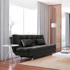 Sofá-Cama 3 Lugares Casal Lux Suede Cinza