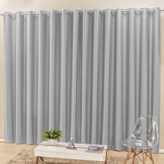 Cortina Madri para Trilho Comum Tecido Semi Blackout 4,00m x 2,50m Sala Quarto - Cinza