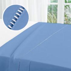 Lençol de Solteiro Sem Elástico De Cima com Vira e Ponto Palito Percal