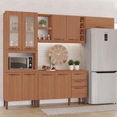 Cozinha Completa Modulada Milão 100 MDF com Balcão 9 Portas 3 Gavetas 