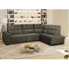 Sofá 4 Lugares 280/210cm Retrátil Reclinável Veludo Bárbara Takei