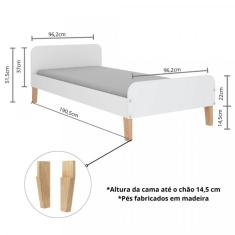 Cama Infantil Solteiro Montessori Movelbras Branco