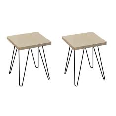 Kit 2 Banquetas Quadradas Pés em Metal Produto Sustentável