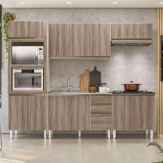 Cozinha Completa Angela 11 Portas 3 Gavetas 100% MDF Bianco Tok/Carvalho Tok