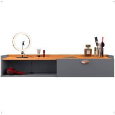 Penteadeira Suspensa Camarim Decor Porta Maquiagem Nicho Multifuncional Quarto Pequeno Retrô - Cinza/Cinamomo - RPM