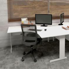 Escrivaninha p/ Escritório em L 160cm x 60cm Pés metal F5 - F5 Office 