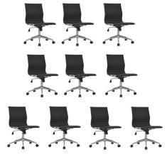 Kit 10 Cadeiras de Escritório Sevilha Baixa sem braços Rivatti Preto