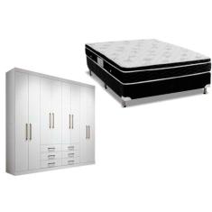 Cama Box Casal + Colchão Physical Ortobom + Guarda Roupa Master 8.6 Br