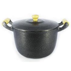Caldeirão Alumínio Fundido Craqueado Alça de Madeira Preto 12cm - DIVI
