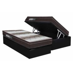 Cama Box Baú Solteiro: Colchão Ortopédico Ortobom Light + Base CRC Sue