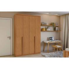 Guarda Roupa 4 Portas E 2 Gavetas Alonzo Plus Amendoa Clean - Lopas