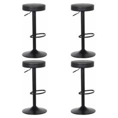 Kit 4 Banquetas Altas Com Encosto Baixo Estofado Para Cozinha Balcão B