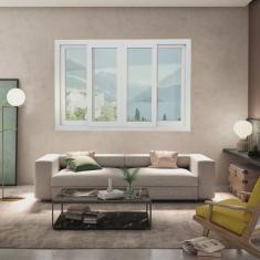 Janela de pvc 100x150cm 4 Folhas com Vidro Liso itec Brimak