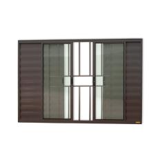 Janela Janela Veneziana Confort 6 Folhas Com Grade Vidro Liso 100cm X 150cm Brimak Corten