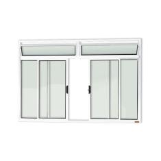 Janela Plus 4 Folhas Com Bandeira Vidro Liso 100cm X 150cm Brimak Branco