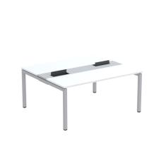Mesa Plataforma Dupla Com Pé De Aço Para Coworking 160x140-2p Pdc16-14-2p Branco-cinza