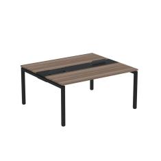 Mesa Plataforma Dupla Com Pé De Aço Para Coworking 160x140-2p Pdc16-14-2p Walnut-preto