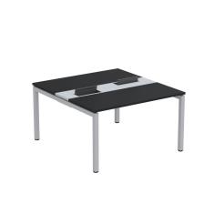 Mesa Plataforma Dupla Com Pé De Aço Para Coworking 130x140-2p Pdc13-14-2p Preto-cinza