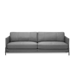 Sofá Decorativo Karine 4 Lugares Sala De Estar 270cm Pés Em Aço Couro Grafite