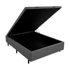 Cama Box Baú Casal Sintético Cinza 42x138x188 - RR COLCHOES