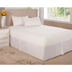 Jogo De Lençol Branco Cama Casal Queen 3 Pç Algodão Percal 150 Fios