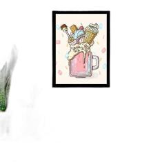 Quadro Decorativo Ilustração Sorvete Sunday 34x23Cm
