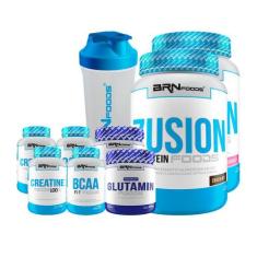 KIT 2x Fusion Protein 900g + 2x BCAA 100g + 2x Creatina 100g+ 2x Gluta