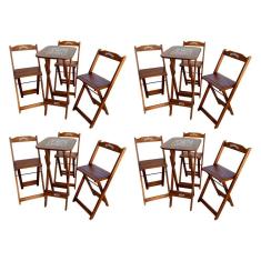 Kit 4 Conjuntos Bistrô Mesa Com 3 Banquetas Dobráveis De Madeira Personalizada Jack - Imbuia