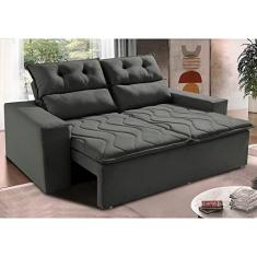 Sofá Retrátil e Reclinável 1,50m Cama Inbox Smal com bordado pantográfico Suede Cinza