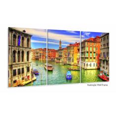 Quadro Decorativo Veneza Itália Paisagem Colorida 3 peças