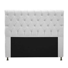 Cabeceira Estofada Cristal 160 cm Queen Size Com Strass Suede Branco - Doce Sonho Móveis