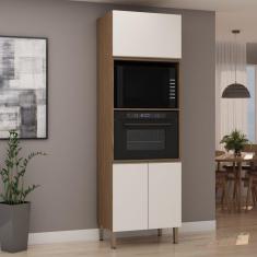 Torre para Cozinha para Microondas e Forno com 3 Portas Genialflex Ébano/Off White