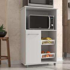 Balcão de Cozinha para Forno e Fruteira com 2 Cestos J Carvalho Branco