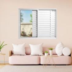 Janela Veneziana de Alumínio 3 Folhas 120 x 150cm Linha 25 Esquadrias Bergame Branco
