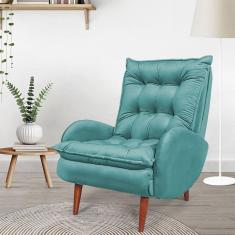 Poltrona Anatômica Pés de Madeira Eloá Cia do Estofado Turqueza