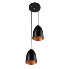 Pendente Cone Bala Sadan Aluminio Duplo Preto/cobre