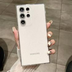 Capa macia com glitter transparente para Samsung Galaxy S24 S23 Ultra S22 S21 Plus S20 FE A54 A34 A55 A52 A35 A53 A25 Capa de filme de câmera, transparente, para Samsung S24Ultra