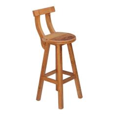 Banqueta Alta Com Encosto Madeira Maciça Natural