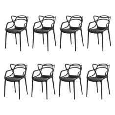 Kit 8 Cadeiras Allegra Master Preta Sala Cozinha Jantar - Waw Design