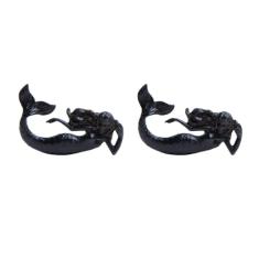 SOFFEE DESIGN Conjunto de 2 puxadores de armário vintage de sereia branca para gaveta, tema de praia do oceano, tratamento envelhecido, maçanetas de porta antigas com parafusos de montagem para