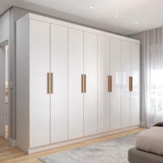 Guarda-Roupa Casal Aurora 8 Portas 4 Gavetas Branco Neve - Panorama Móveis