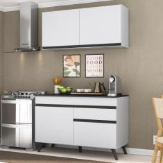 Armário de Cozinha Compacta 120cm Veneza Multimóveis V3687, Branco/Pre