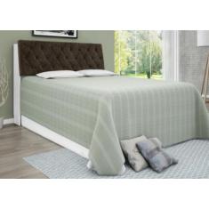 Cabeceira Box Casal Queen Isis Branco com Capitonê Marrom - CasaH