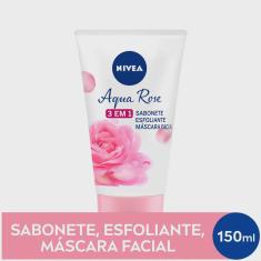 Sabonete, Esfoliante e Máscara Facial Nivea Aqua Rose 3 em 1 150ml