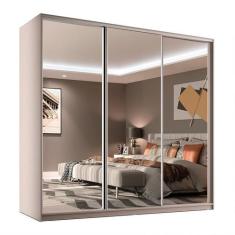 Guarda-Roupa Casal com 3 Espelhos Belluno 3 PT 3 GV Bege - RR Móveis