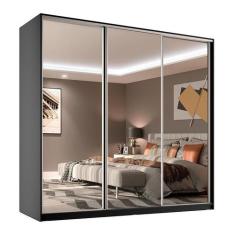 Guarda-Roupa Casal com 3 Espelhos Belluno 3 PT 3 GV Preto - RR Móveis