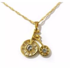 Colar Gargantilha Bike Bicicleta Folheado Ouro 18k - Milena Folheados